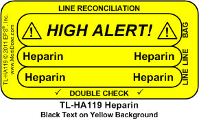 Line Tracing Label - Heparin - TL-HA119 (1,000 Labels)
