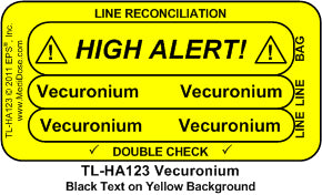 Line Tracing Label - Vecuronium - TL-HA123 (1,000 Labels)