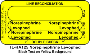 Line Tracing Label - Norepinephrine Levophed - TL-HA125 (1,000 Labels)