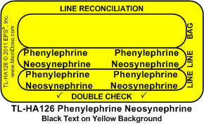 Line Tracing Label - Phenylephrine Neosynephrine - TL-HA126 (1,000 Labels)
