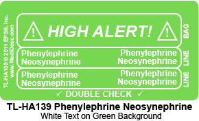 Line Tracing Label - Phenylephrine Neosynephrine - TL-HA139 (1,000 Labels)