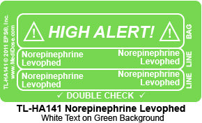 Line Tracing Label - Norepinephrine Levophed  - TL-HA141 (1,000 Labels)