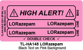 Line Tracing Label - LORazepam  - TL-HA145 (1,000 Labels)