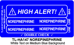 Line Tracing Label - NOREPINEPHRINE  - TL-HA147 (1,000 Labels)