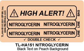 Line Tracing Label - NITROGLYCERIN  - TL-HA151 (1,000 Labels)