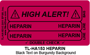 Line Tracing Label - HEPARIN  - TL-HA153 (1,000 Labels)