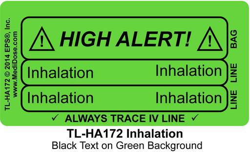 Line Tracing Label - HIGH ALERT Inhalation - TL-HA172 (1,000 Labels)