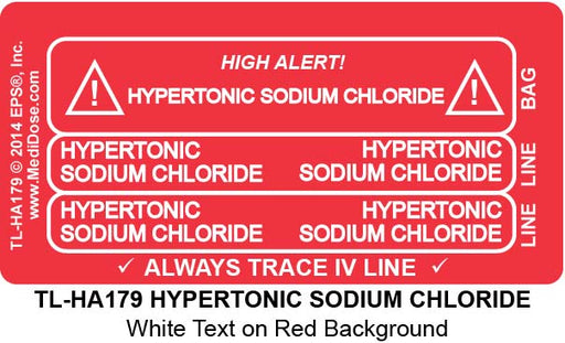 Line Tracing Label - HYPERTONIC SODIUM CHLORIDE  - TL-HA179 (1,000 Labels)