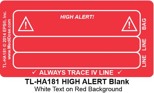 Line Tracing Label - HIGH ALERT Blank  - TL-HA181 (1,000 Labels)
