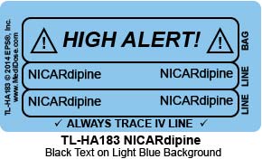 Line Tracing Label - NICARdipine - TL-HA183 (1,000 Labels)