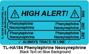 Line Tracing Label - Phenylephrine Neosynephrine - TL-HA184 (1,000 Labels)