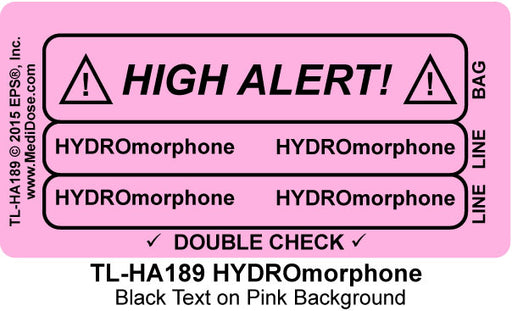 Line Tracing Label - HYDROmorphone - TL-HA189 (1,000 Labels)