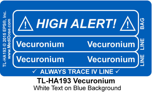 Line Tracing Label - Vecuronium - TL-HA193 (1,000 Labels)