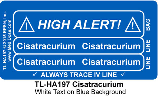 Line Tracing Label - Cisatracurium - TL-HA197 (1,000 Labels)