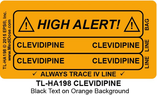 Line Tracing Label - CLEVIDIPINE - TL-HA198 (1,000 Labels)