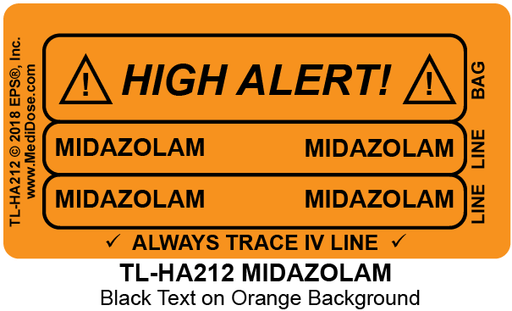 Line Tracing Label - MIDAZOLAM - TL-HA212 (1,000 Labels)
