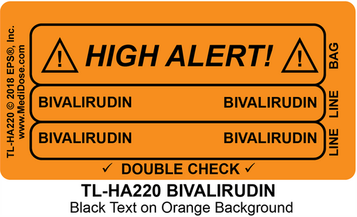 Line Tracing Label - BIVALIRUDIN - TL-HA220 (1,000 Labels)